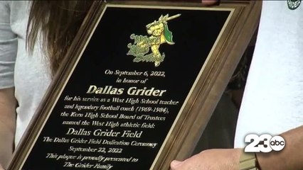 Bakersfield West High School dedicates athletic field to former Head Coach Dallas Grider