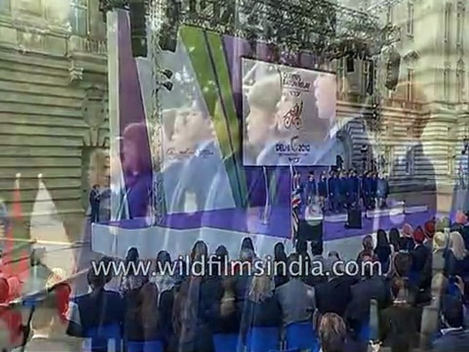 British students perform Sanskrit shlokas at the Queen's Baton Relay 2010