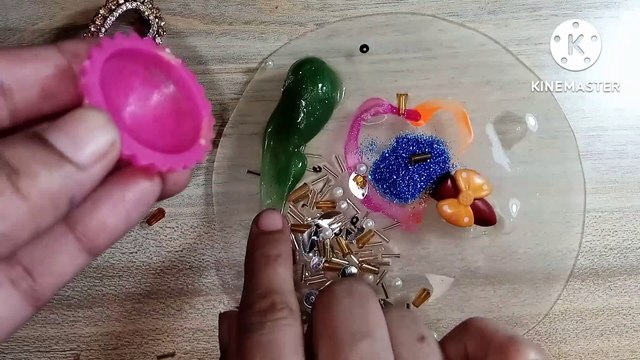 Red color makeup mixing into clear slime satisfying Asmr relaxing videos eyeshadow lipstick slime