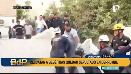 Rescatan a un bebé tras 24 horas bajo escombros de edificio que se derrumbó
