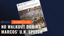 There was no walkout during Marcos’ speech at the UN General Assembly