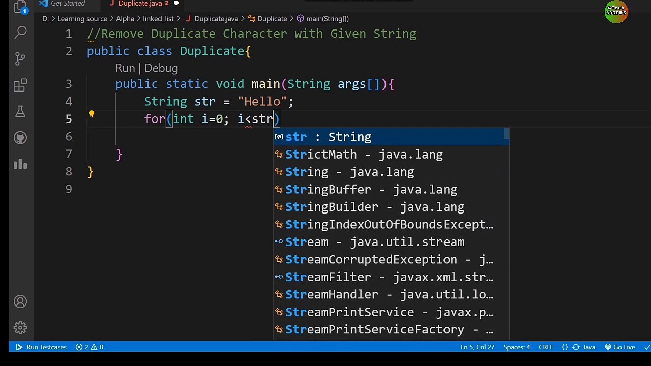 Remove Duplicate Character with given string
