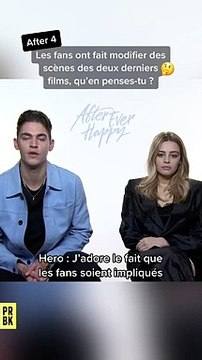 Josephine Langford (Tessa) et Hero Fiennes-Tiffin (Hardin) en interview vidéo pour PRBK. Les stars du film After - Chapitre 4 révèlent comment les fans ont fait changer les personnages et l'intrigue.