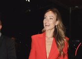 Olivia Wilde Mastered Power Suit Dressing in a Plunging Red Blazer