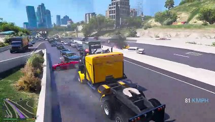 【GTA5】最高速350キロでるトラックで逆走！先が尖ったトラックで暴れる！高速道路も逆走して100台以上を吹き飛ばす！魔改造ファントム・ウェッジ ！ため込んだお金をすべて盗るトレバー！【ほぅ】