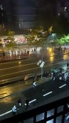 Lluvia torrencial en plaza Espanya por las fiestas de la Mercè