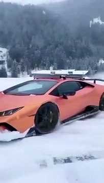 Lamborghini Drifting in Snow
