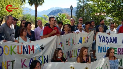 Marmaris halkından Sinpaş'ın ÇED toplantısına protesto: 'Milli parkımızı Sinpaş'a vermeyeceğiz'
