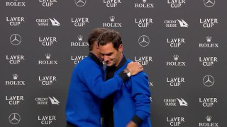 Federer and Nadal share one final embrace