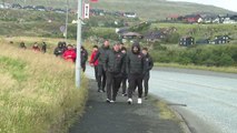 A Milli Futbol Takımı, Faroe Adaları'nda yarınki maç öncesi yürüyüş yaptı