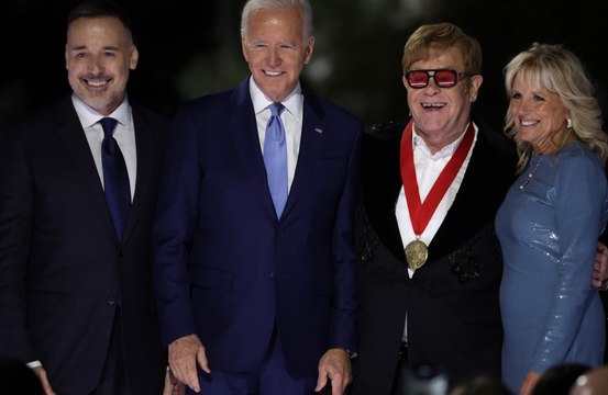 'I'm flabbergasted and humbled': Sir Elton John surprised with National Humanities Medal by President Joe Biden after performing at the White House