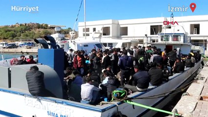 Foça'da, balıkçı teknesinde 231 kaçak göçmen yakalandı