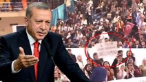Gençlere hitap eden Cumhurbaşkanı Erdoğan'ın gördüğü bir pankart dikkatini çekti
