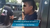 Sicarios del Cártel del Noreste interceptan a militar junto con su familia y lo humillan