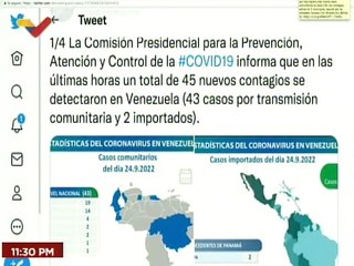 COVID-19 | Venezuela registró 43 casos comunitarios, 2 importados y 537.759 pacientes recuperados