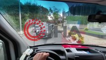 Ambulansın önünü kesen kadın sürücüden ilginç tepki
