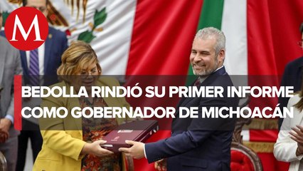 "Michoacán está de pie y recuperó el rumbo": Ramírez Bedolla durante primer informe