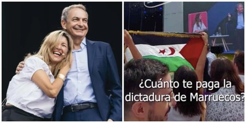 Un grupo de prosaharauis escrachan a Zapatero en presencia de Colau y Yolanda Díaz