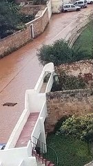 Pla de Sant Joan, a Ciutadella, inundat d'aigua