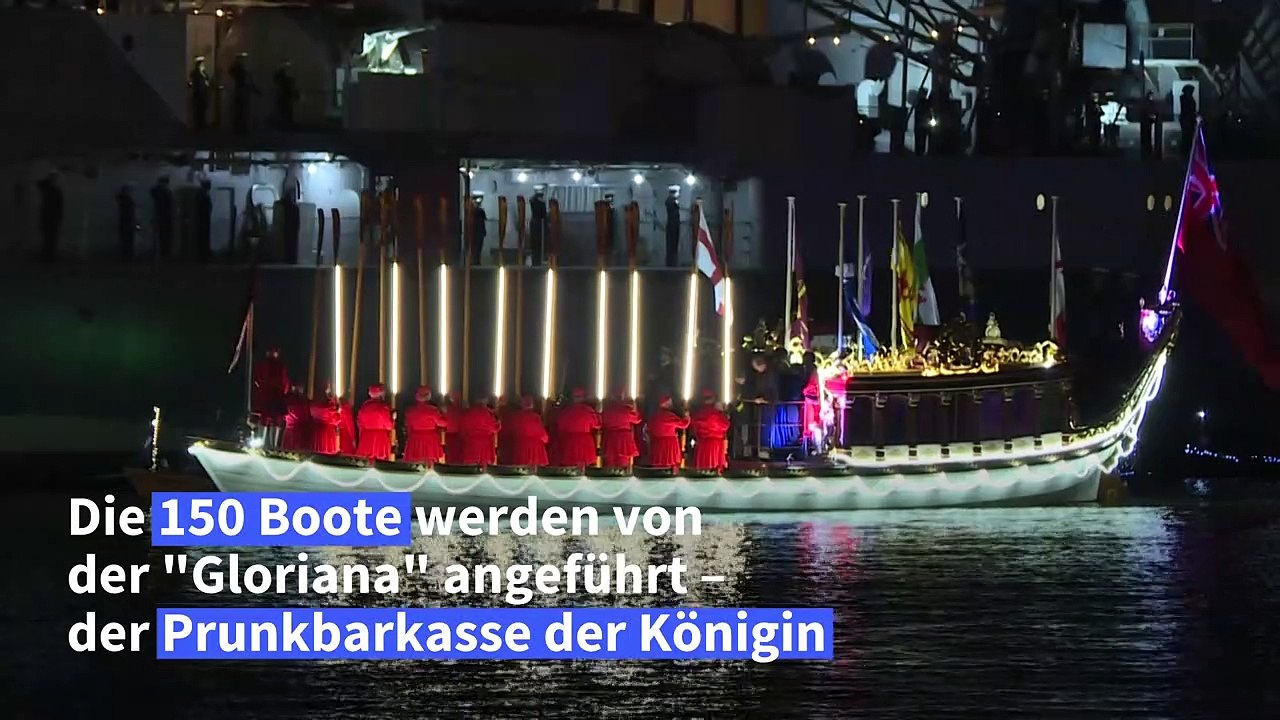 Lichtershow auf der themse zu ehren der queen