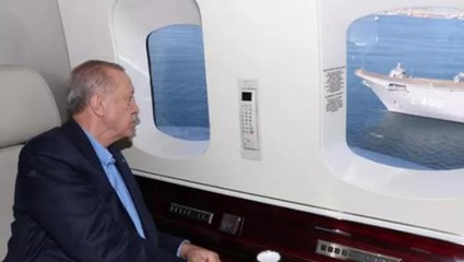 Cumhurbaşkanı Erdoğan'ın TCG Anadolu'yu havadan incelemesi Yunanistan'ı rahatsız etti: Gemi, Yunan denizaltıların hedefi haline gelebilir