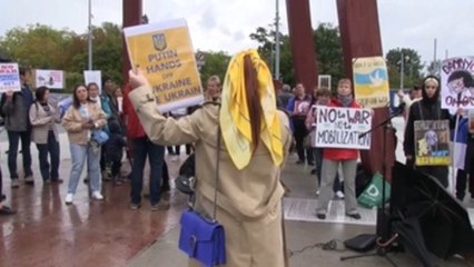 Rusos se manifiestan ante la ONU en Ginebra contra la movilización de Putin