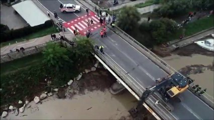 Fiume Cecina esondato nei campi per le forti piogge. In Toscana precipitazioni da record