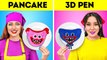 FANTASTIC 3D PEN VS PANCAKE ART CHALLENGE __ Huggy Wuggy vs Kissy Missy! Cool DIY Ideas by 123 GO!