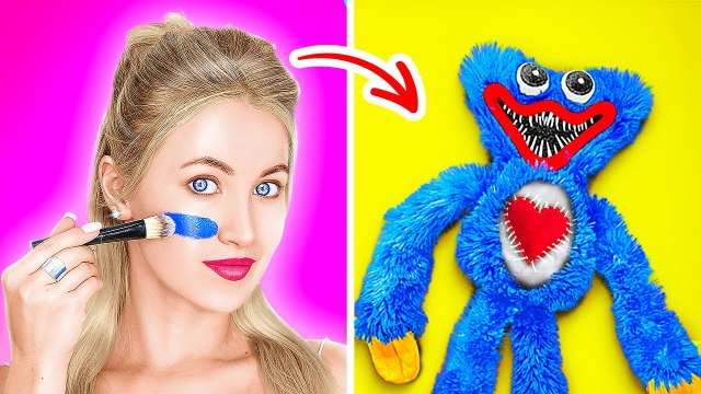 HUGGY WUGGY MAKEUP TRANSFORMATION __ SFX Makeup Removal! Viral Beauty TikTok Hacks & Tips by 123 GO!