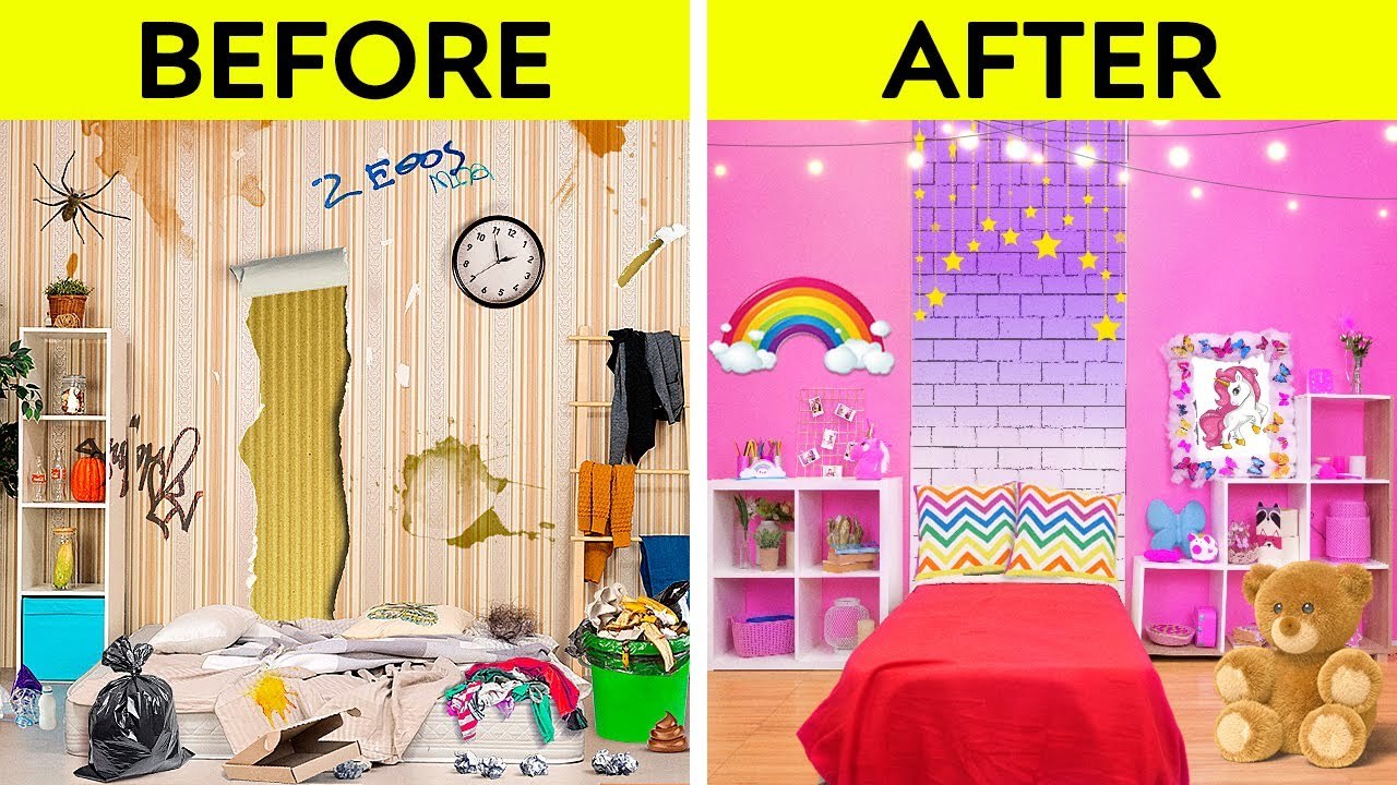 AWESOME ROOM MAKEOVER __ We Built Our Dream House! Genius DIY Ideas and Crafts by 123 GO!