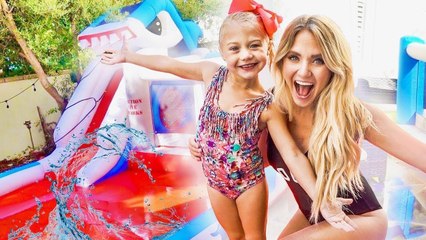 We put a GIANT inflatable WATERPARK in our backyard!!! (THEY WERE SO SURPRISED)