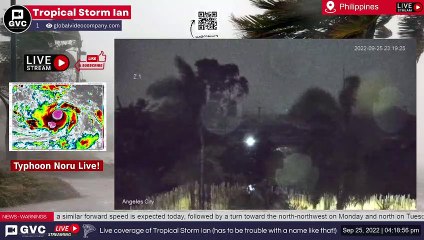 Heavy thunderstorm as typhoon Noru makes landfall with the Philippines