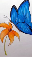 How to draw a flower . Flower drawing . Butterfly drawing