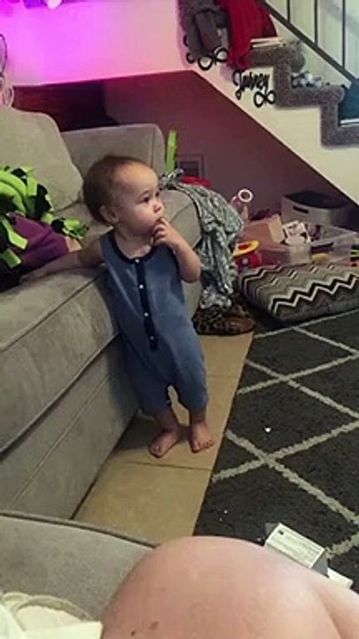 Baby boy has the most adorable jump scare from movie scene