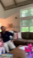 Ecstatic 5-year-old reacts to seeing her dad on the news