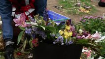 Flowers left for Her late Majesty the Queen to be composted