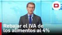 Feijóo pide a Sánchez que rebaje del 10 al 4% el IVA de los alimentos básicos