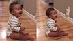 Baby can't stop laughing at dad while he tries to teach him safety