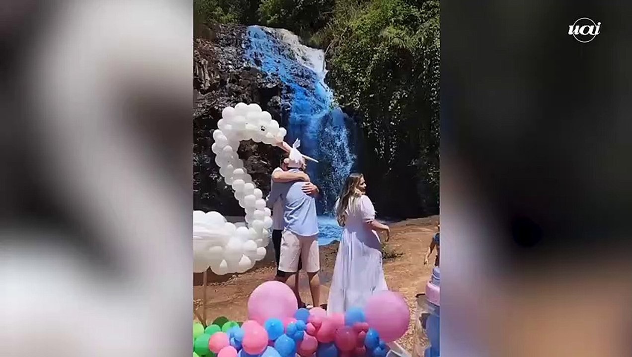 Chá revelação em cachoeira viraliza e gera polêmica