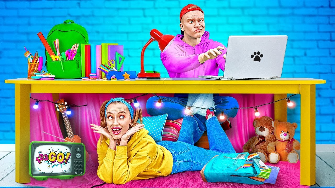 PIÈCES SECRÈTES À L’ÉCOLE ET À LA MAISON __ Idées DIY Sympas et Astuces TikTok Virales par 123 GO!