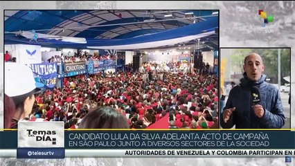 Candidato Lula da Silva lidera acto de campaña en Sao Paulo junto a diversos sectores sociales