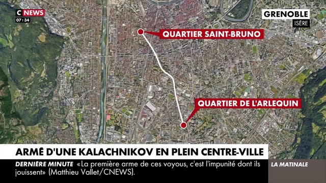 Grenoble : Les images choc d'un homme équipé d'une arme de guerre en plein centre-ville avant de prendre la fuite et d'ouvrir le feu sur des policiers