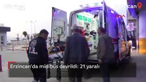 Erzincan’da midibüs devrildi