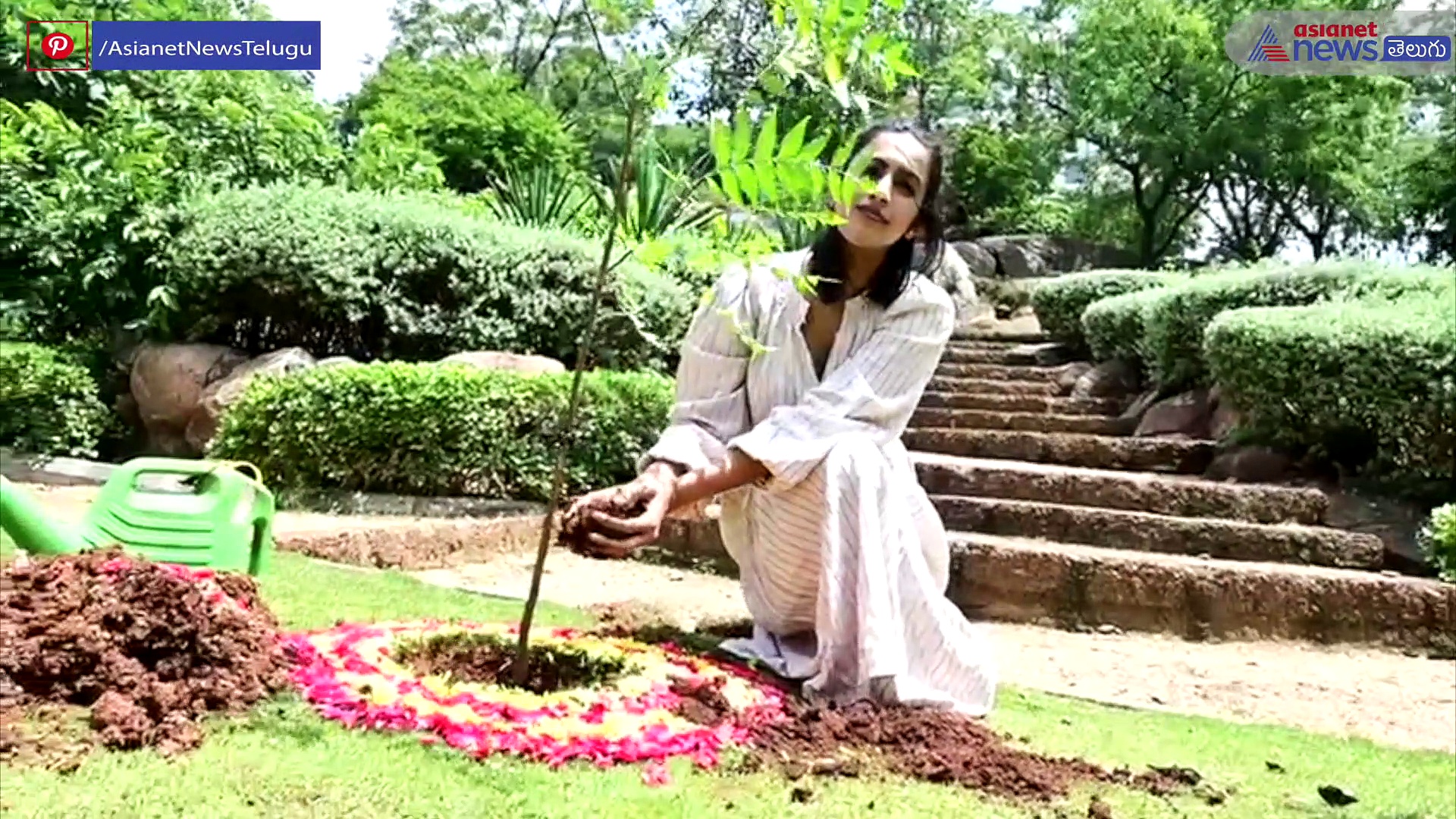 స్టార్ డాటర్ నిహారిక గ్రీన్ ఇండియా ఛాలెంజ్... మొక్క నాటి మట్టిచేతులతో ఫోజులు