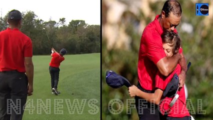 Tiger Woods CADDIES for His 13-year-old Son Charlie's Career-Low 68 at Notah Begay III Championship
