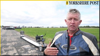 Guinness World Record for riding the longest mobility scooter at Elvington Airfield in Yorkshire