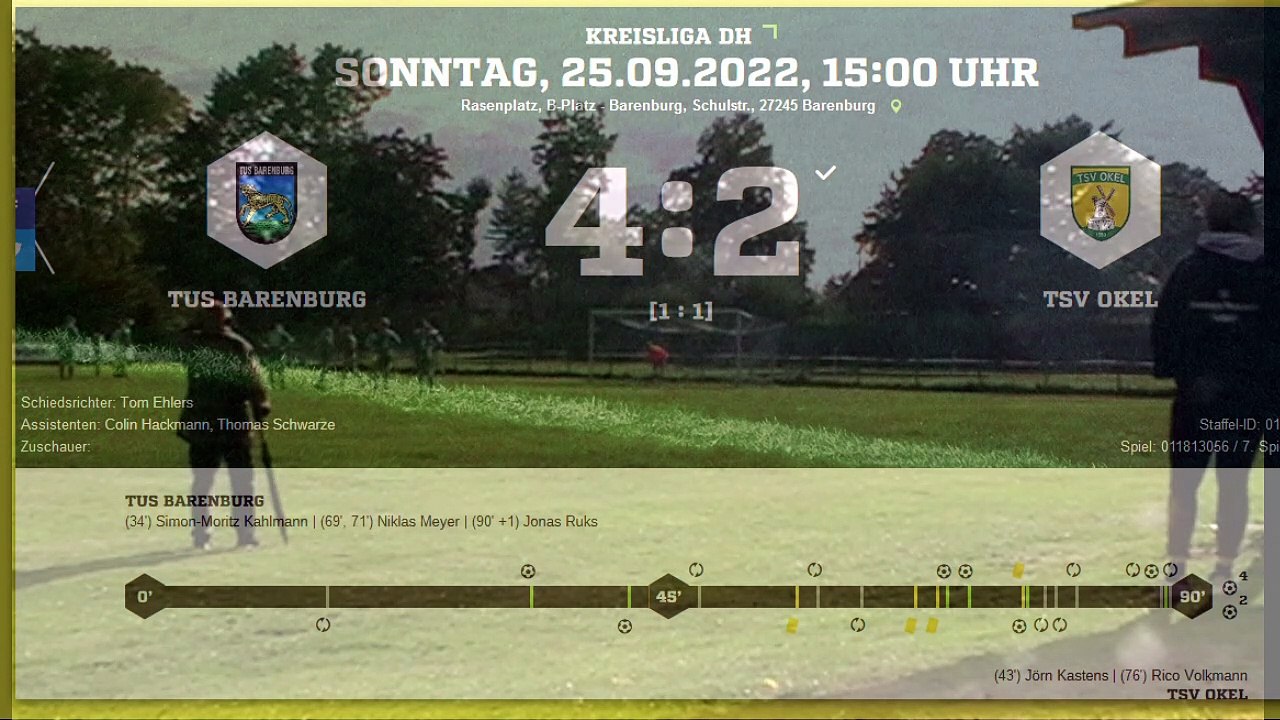 25.September 2022: TUS Barenburg - TSV Okel 4-2 Kreisliga Diepholz