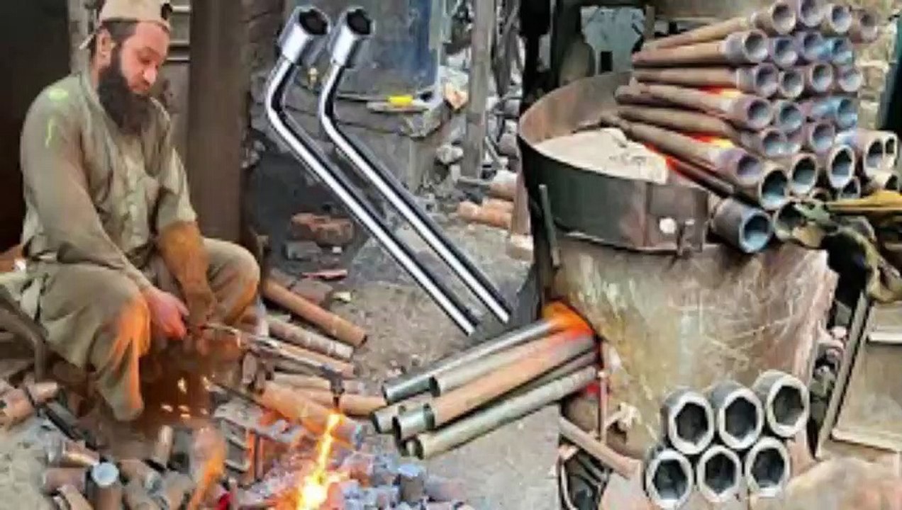 Genius Craftsman Making Wheel Spanner From Old Axle Rod in Local Factory - Amazing Mechanics