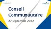 Conseil de la Communauté Urbaine de Dunkerque du Mardi 27 Septembre 2022 (Replay)