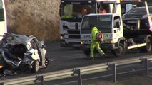 Aparatoso accidente de tráfico en la A-1 a su paso por Vitoria